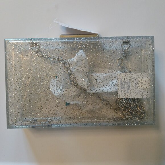 More Than Magic Star Acrylic Purse White Blue Silver Chain Convertible 7" x 4" - Picture 2 of 13